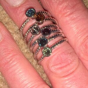6 Elegant Stone Silver Rings $10 each